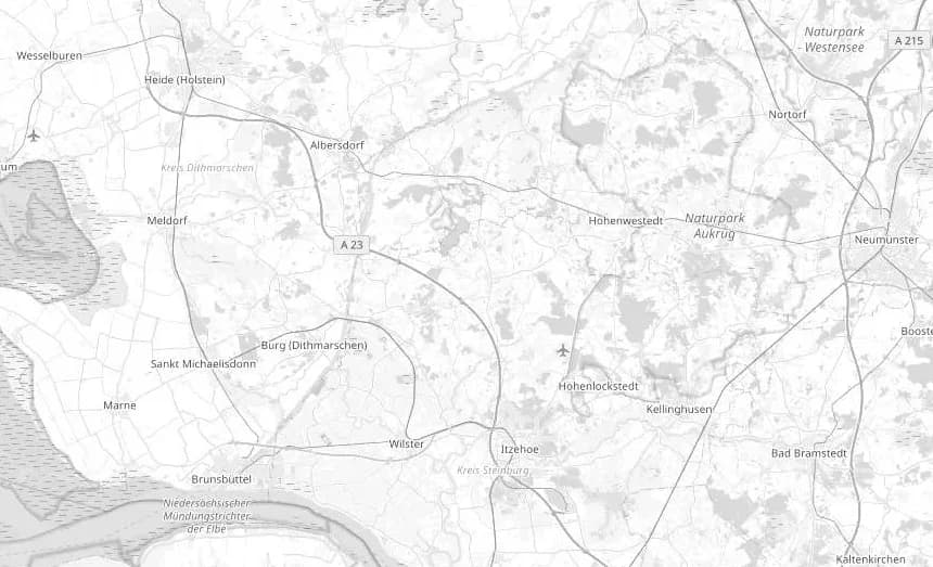 Karte der Region Dithmarschen und Steinburg mit den Standorten Albersdorf und Itzehoe